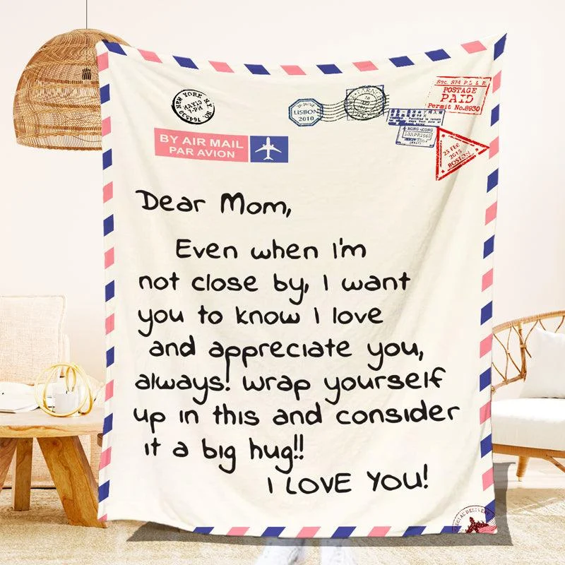 Letter Printed Flannel Throw Blanket Gift for Mom -  - #tag1#