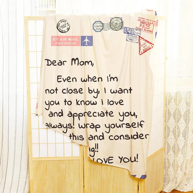 Letter Printed Flannel Throw Blanket Gift for Mom -  - #tag1#