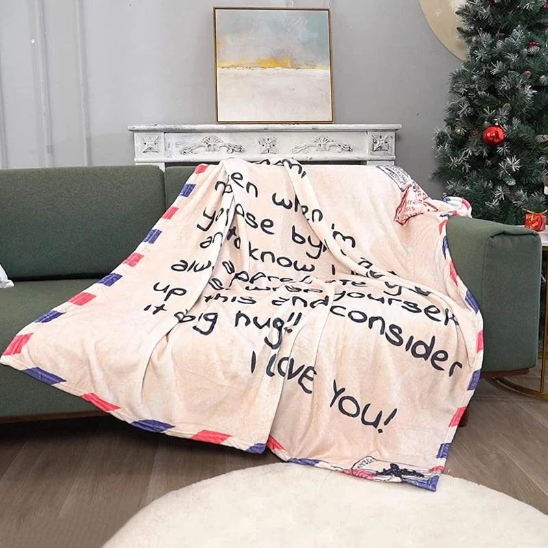 Letter Printed Flannel Throw Blanket Gift for Mom -  - #tag1#