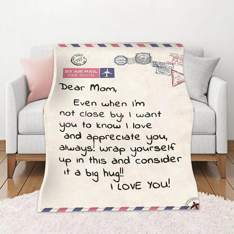Letter Printed Flannel Throw Blanket Gift for Mom -  - #tag1#