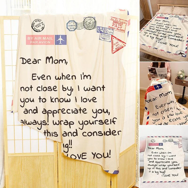 Letter Printed Flannel Throw Blanket Gift for Mom -  - #tag1#