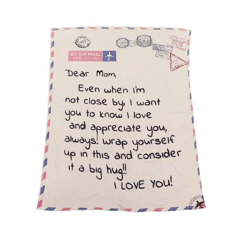 Letter Printed Flannel Throw Blanket Gift for Mom -  - #tag1#