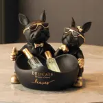 Liefhebbers-Bulldog-Standbeeld-Met-Kom-Opbergdoos-Voor-Sleutels-Sieraden-Franse-Bulldog-Beeldje-Hars-Huisdecoratie-Tafeldecoratie-Sulptuur Liefhebbers Bulldog Standbeeld Met Kom Opbergdoos Voor Sleutels Sieraden Franse Bulldog Beeldje Hars Huisdecoratie Tafeldecoratie Sulptuur