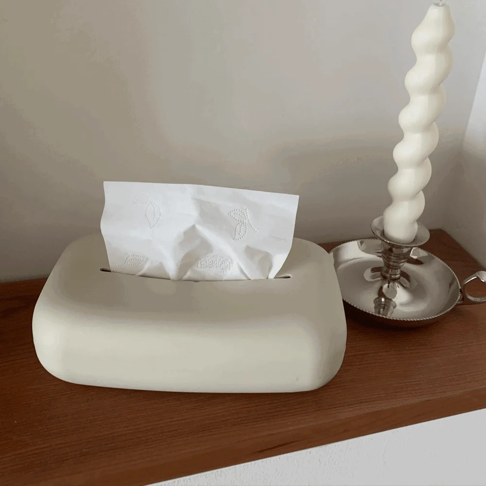 Light Beige Soft Tissue Box Cover -  - #tag1#