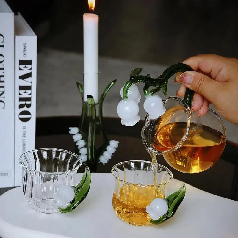 Lily Of The Valley Borosilicate Flower Glass Cups -