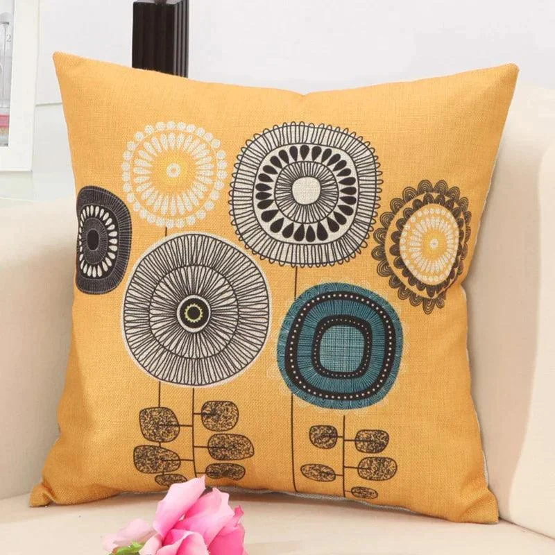 Linen Flower Pattern Pillowcase Décor - 