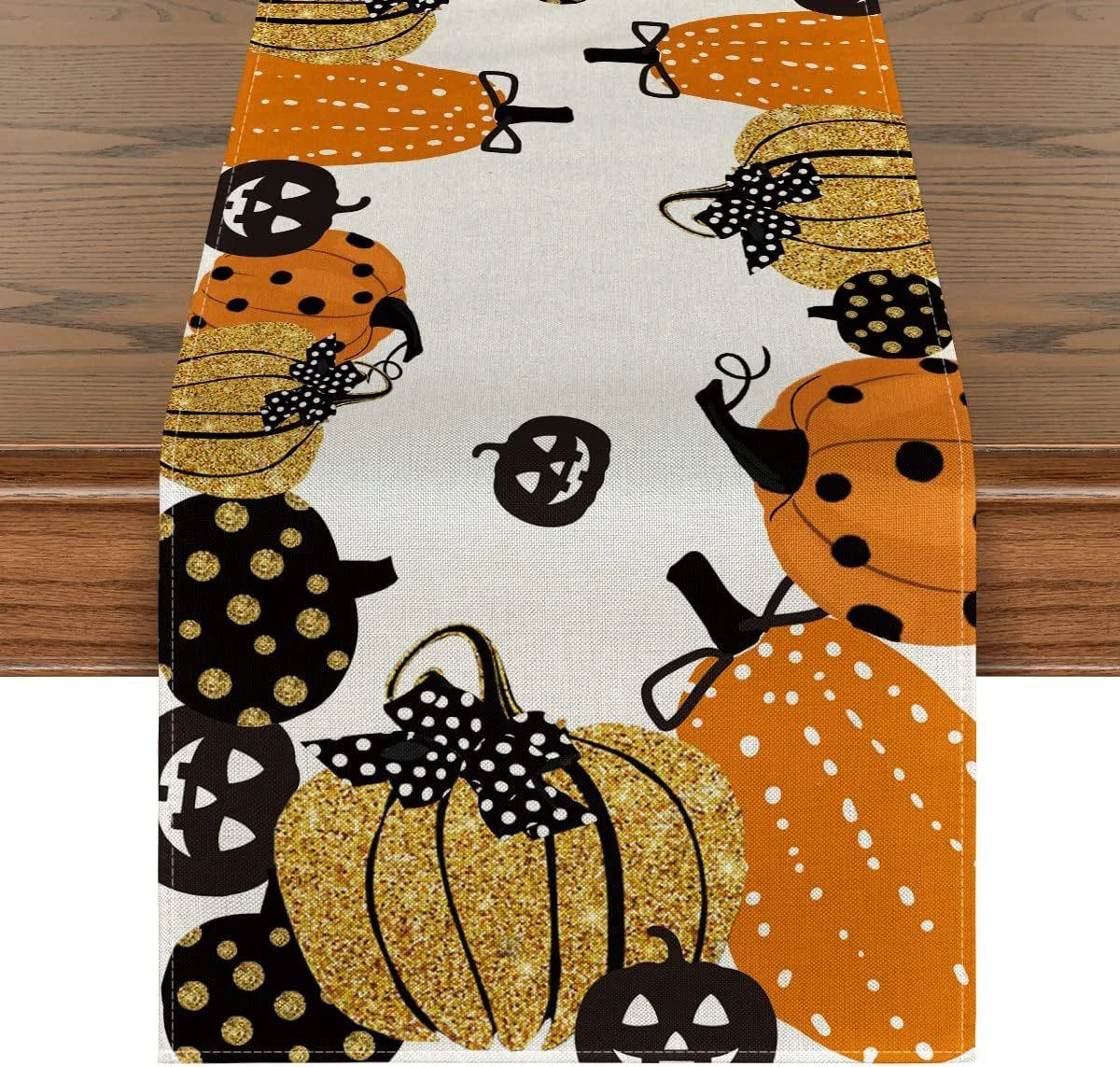 Linen Halloween Pumpkin Home Restaurant Decoration Table Runner -  - #tag1#