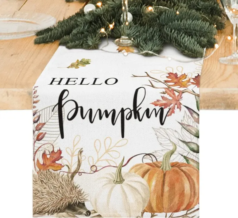 Linen Halloween Pumpkin Home Restaurant Decoration Table Runner tag1