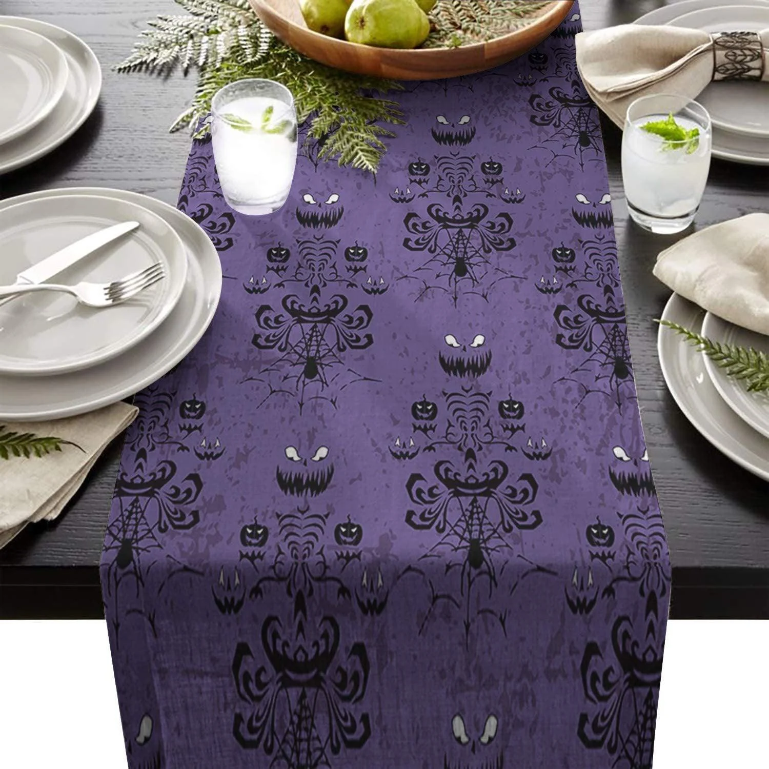 Linen Halloween Pumpkin Home Restaurant Decoration Table Runner -  - #tag1#