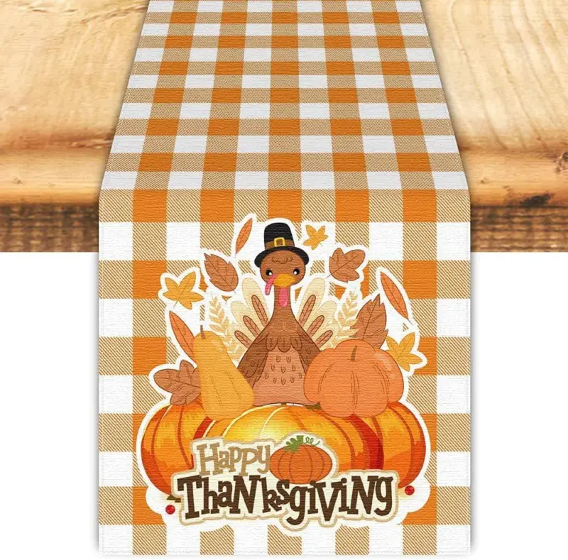 Linen Halloween Pumpkin Home Restaurant Decoration Table Runner tag1