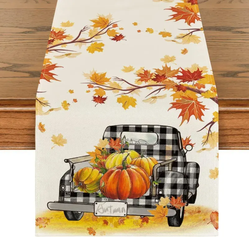 Linen Halloween Pumpkin Home Restaurant Decoration Table Runner tag1