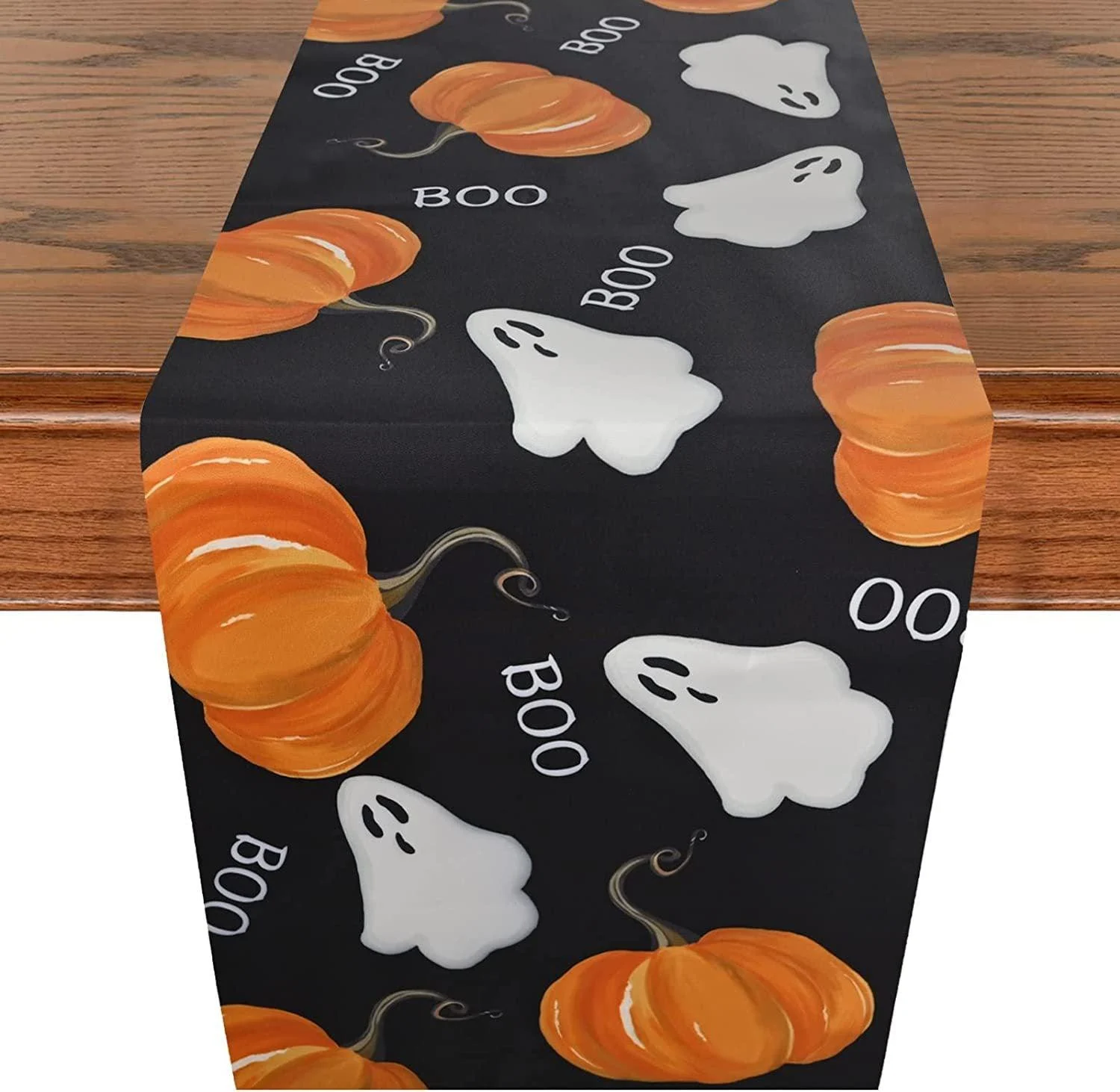 Linen Halloween Pumpkin Home Restaurant Decoration Table Runner -  - #tag1#