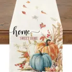 Linen Halloween Pumpkin Home Restaurant Decoration Table Runner tag1