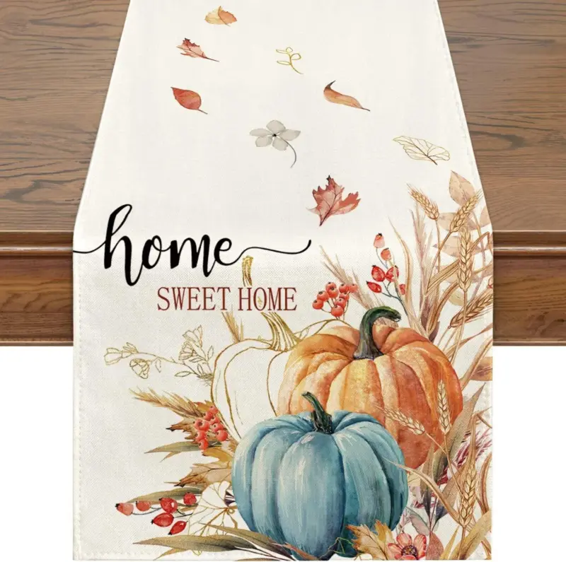 Linen Halloween Pumpkin Home Restaurant Decoration Table Runner tag1