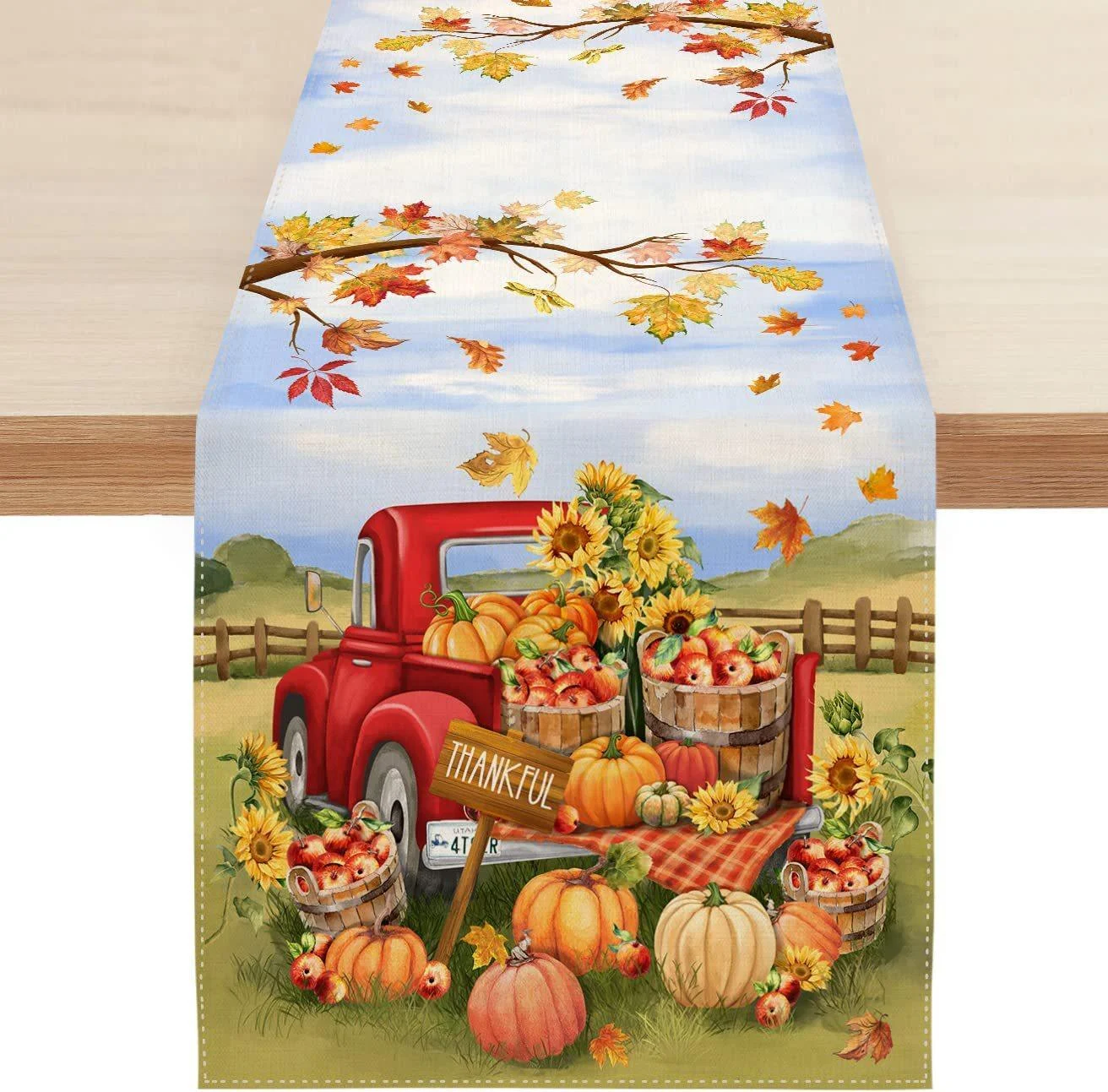 Linen Halloween Pumpkin Home Restaurant Decoration Table Runner -  - #tag1#