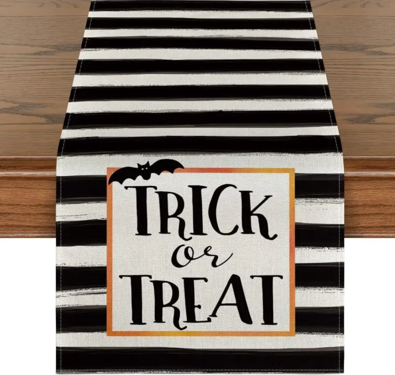 Linen Halloween Pumpkin Home Restaurant Decoration Table Runner tag1