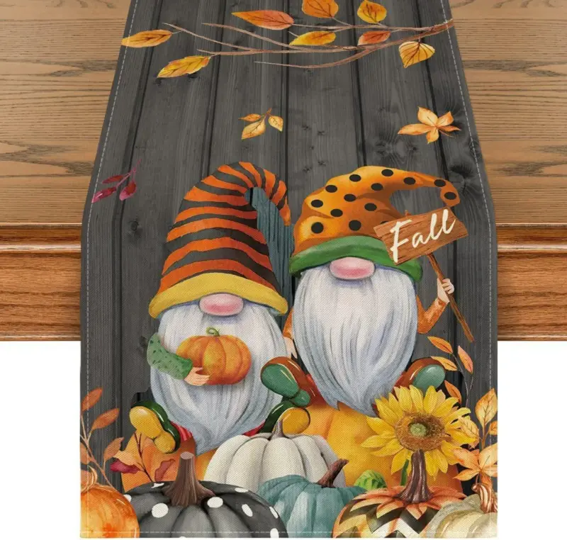 Linen Halloween Pumpkin Home Restaurant Decoration Table Runner tag1