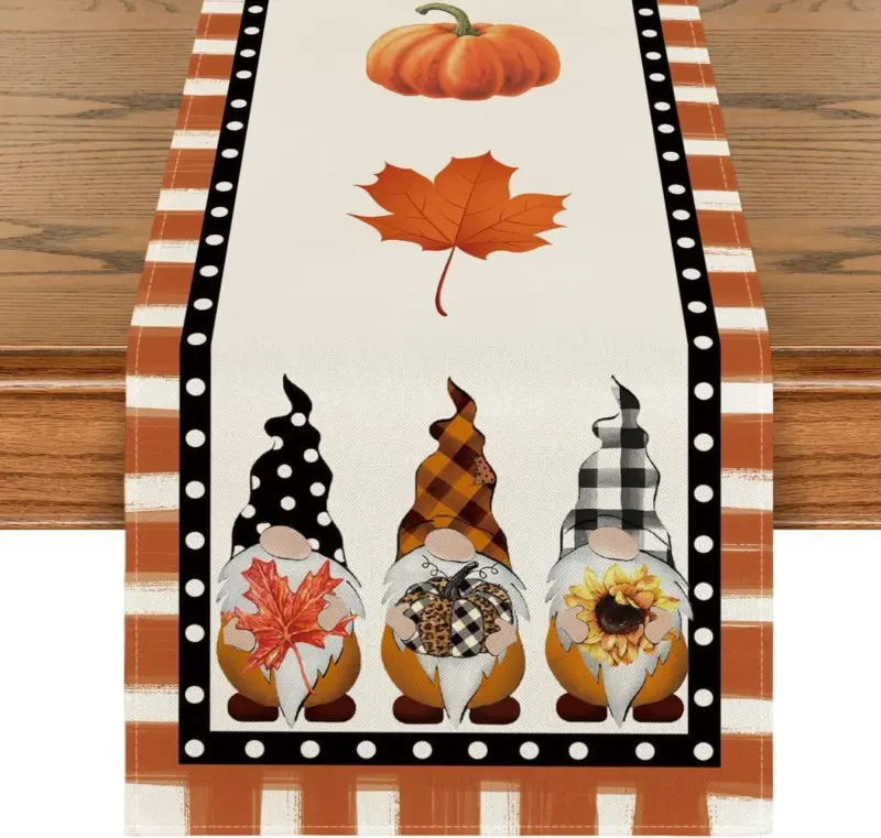 Linen Halloween Pumpkin Home Restaurant Decoration Table Runner tag1