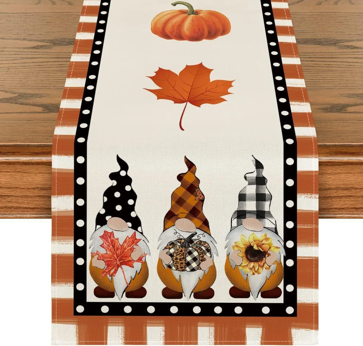 Linen Halloween Pumpkin Home Restaurant Decoration Table Runner -  - #tag1#