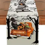 Linen Halloween Pumpkin Home Restaurant Decoration Table Runner tag1