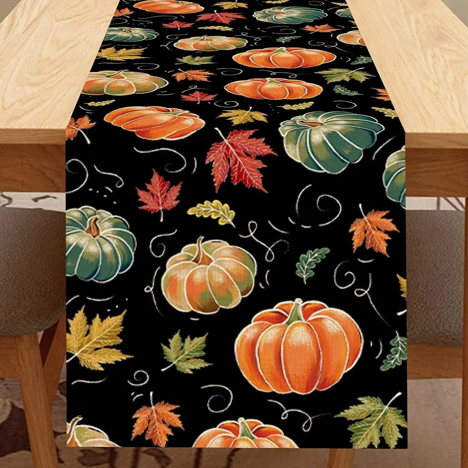 Linen Halloween Pumpkin Home Restaurant Decoration Table Runner -  - #tag1#