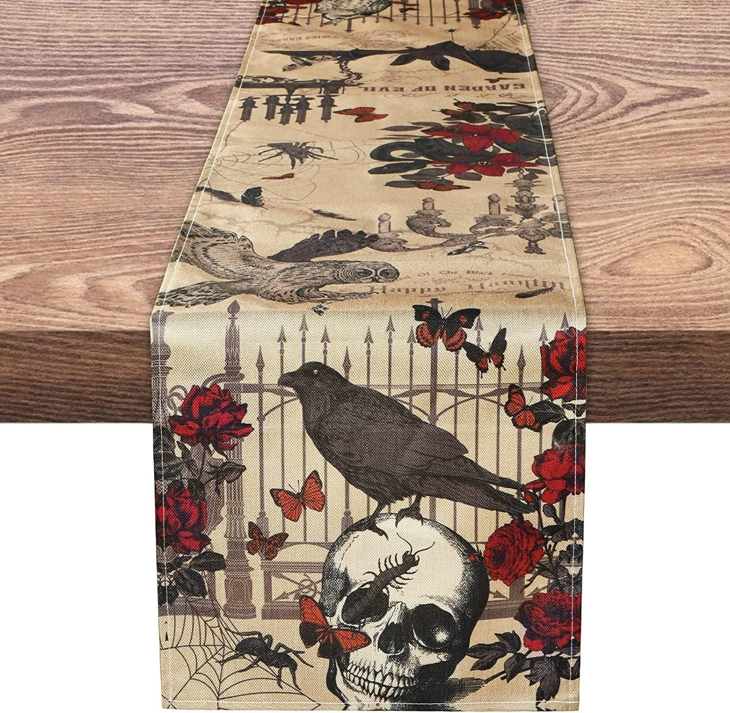 Linen Halloween Pumpkin Home Restaurant Decoration Table Runner -  - #tag1#