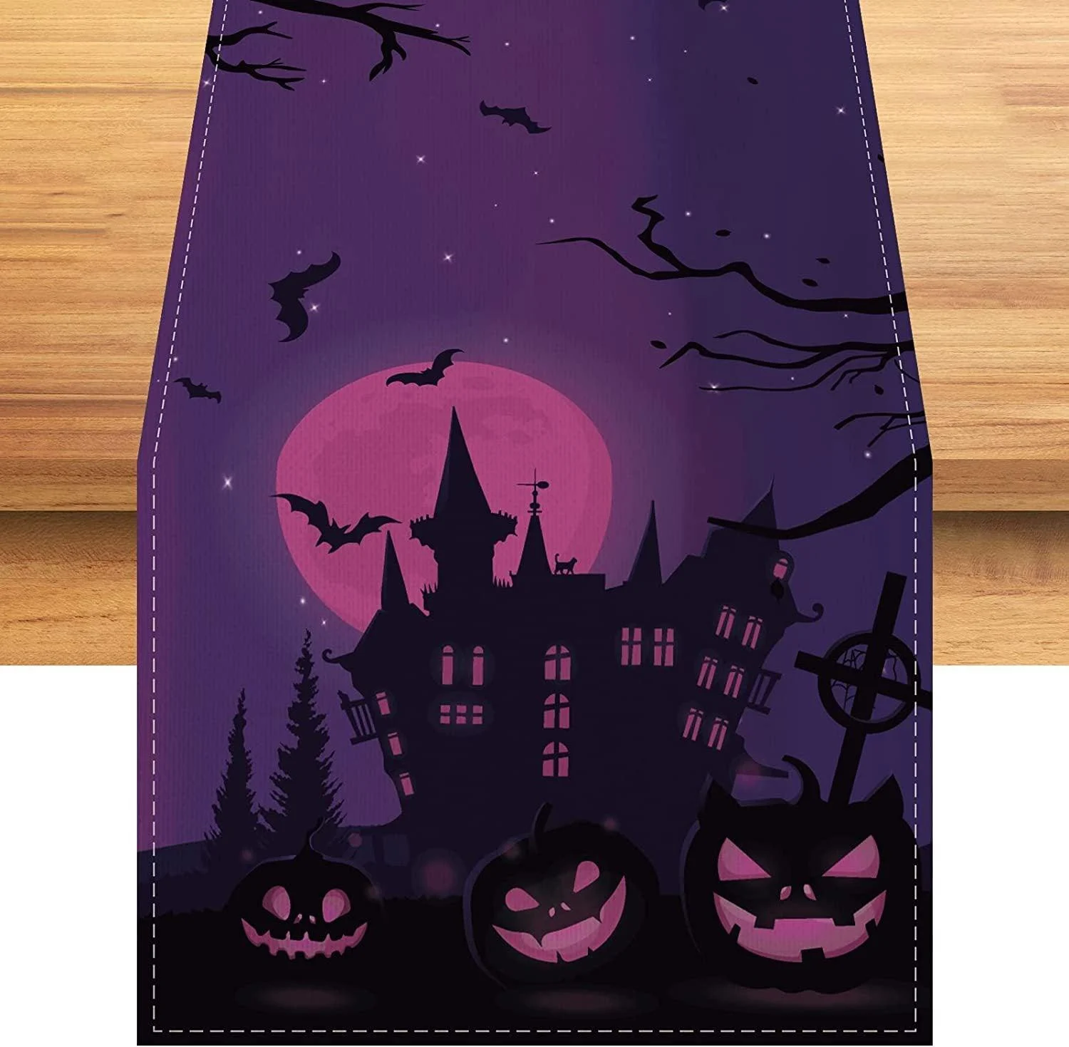 Linen Halloween Pumpkin Home Restaurant Decoration Table Runner -  - #tag1#