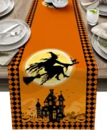Linen Halloween Pumpkin Home Restaurant Decoration Table Runner tag1