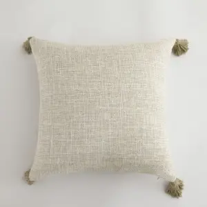 Linen Tassel Pillow Cover
