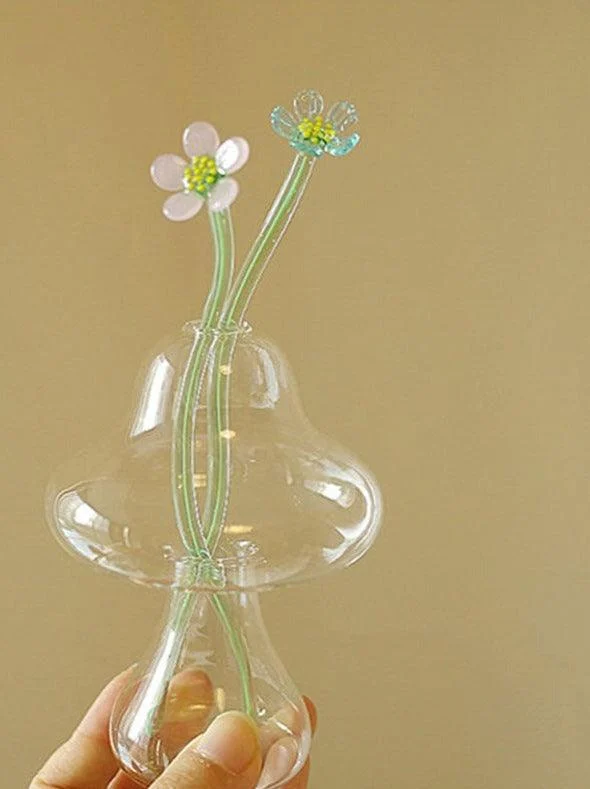 Little Hydroponic Mushroom Glass Vase -