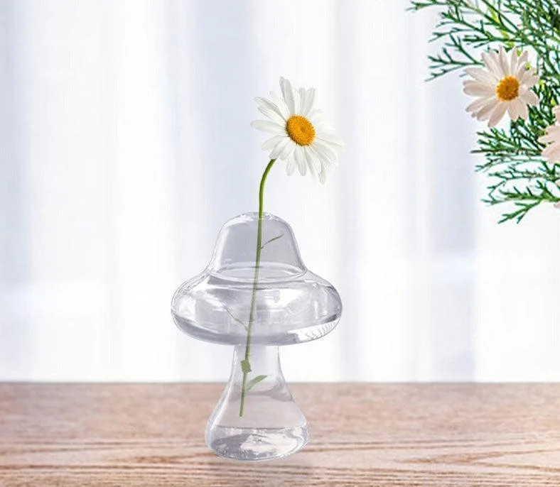 Little Hydroponic Mushroom Glass Vase -