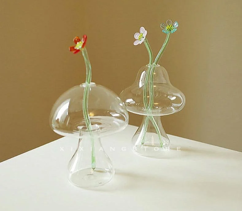 Little Hydroponic Mushroom Glass Vase -