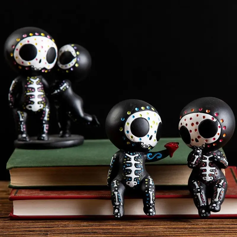 Little Skull Doll Resin Decorated Halloween Craft tag1