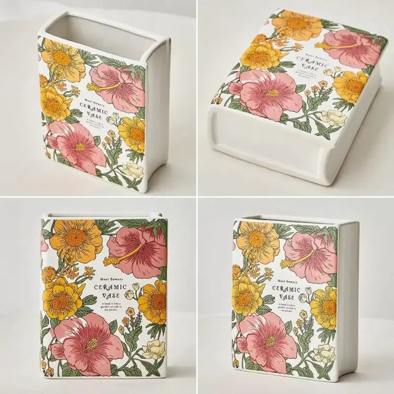 Little Women Book Vase Retro Geometric