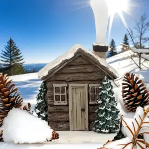Log Cabin Incense Burner with Smoking Chimney