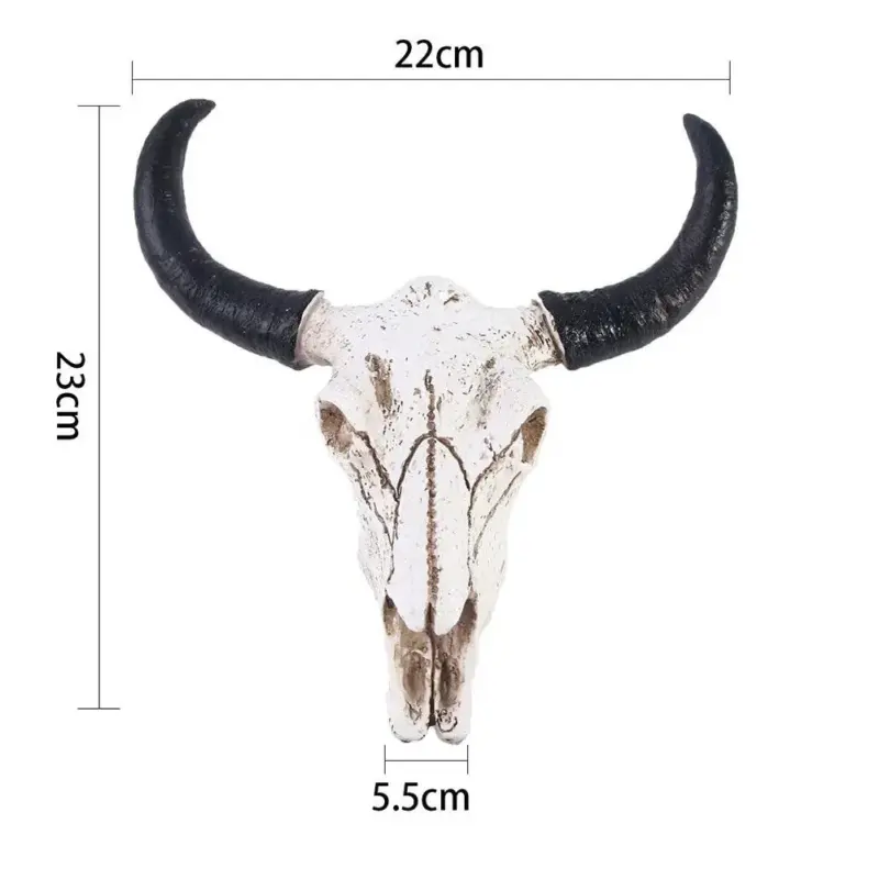 Longhorn Skull Stylish resin sculpture with cow horns tag1