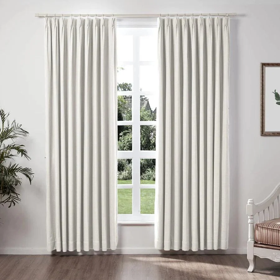 Loomy Linen Pleat Modern Blackout Curtain Beige White, 3 Colors -  - #tag1#