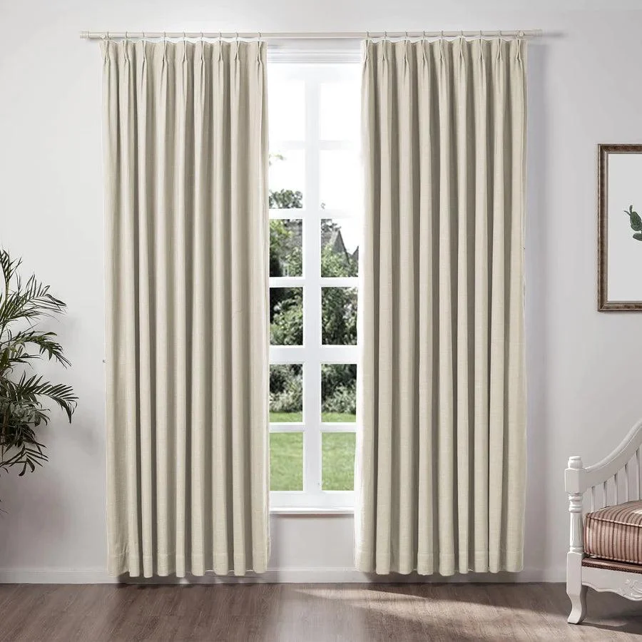 Loomy Linen Pleat Modern Blackout Curtain Beige White, 3 Colors -  - #tag1#