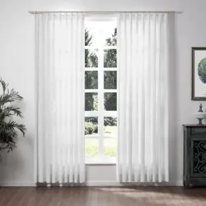 Loomy Linen Pleat Modern Sheer Curtain Large Windows, 4 Colors