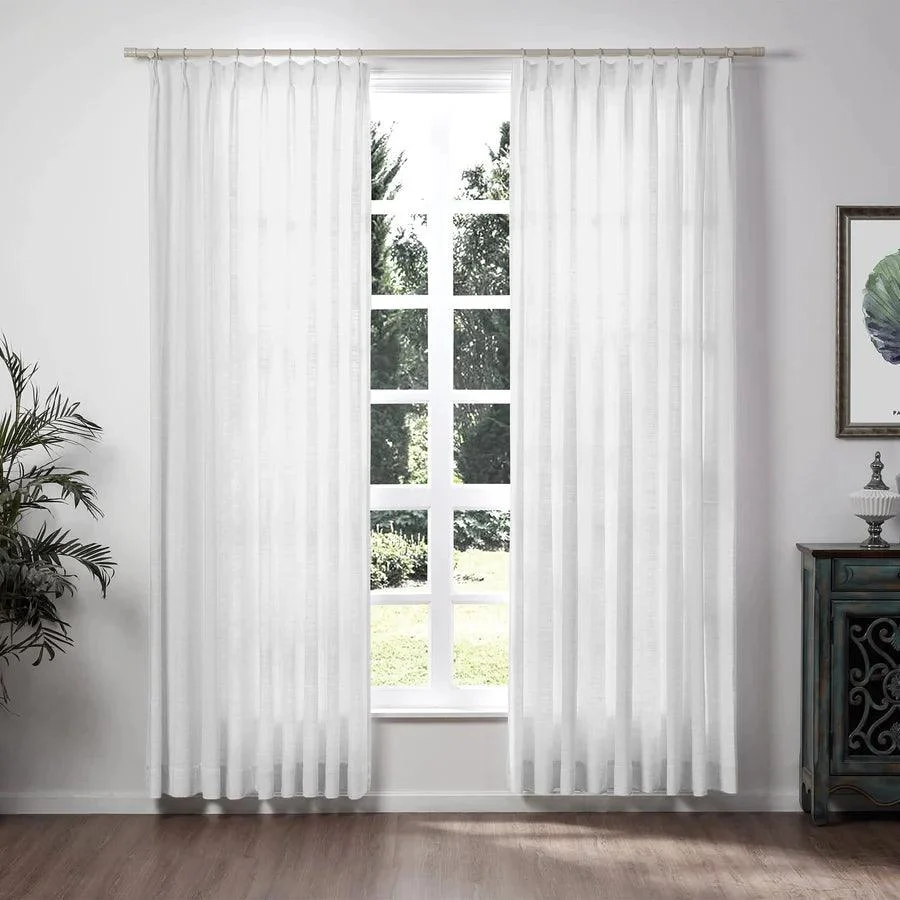 Loomy Linen Pleat Modern Sheer Curtain Large Windows, 4 Colors -  - #tag1#