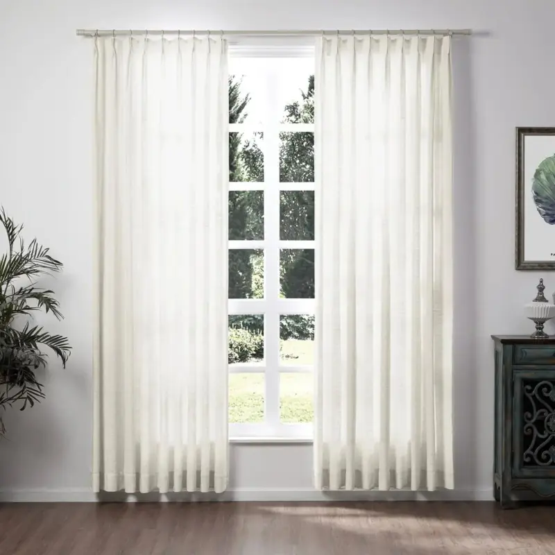 Loomy Linen Pleat Modern Sheer Curtain Large Windows 4 Colors tag1