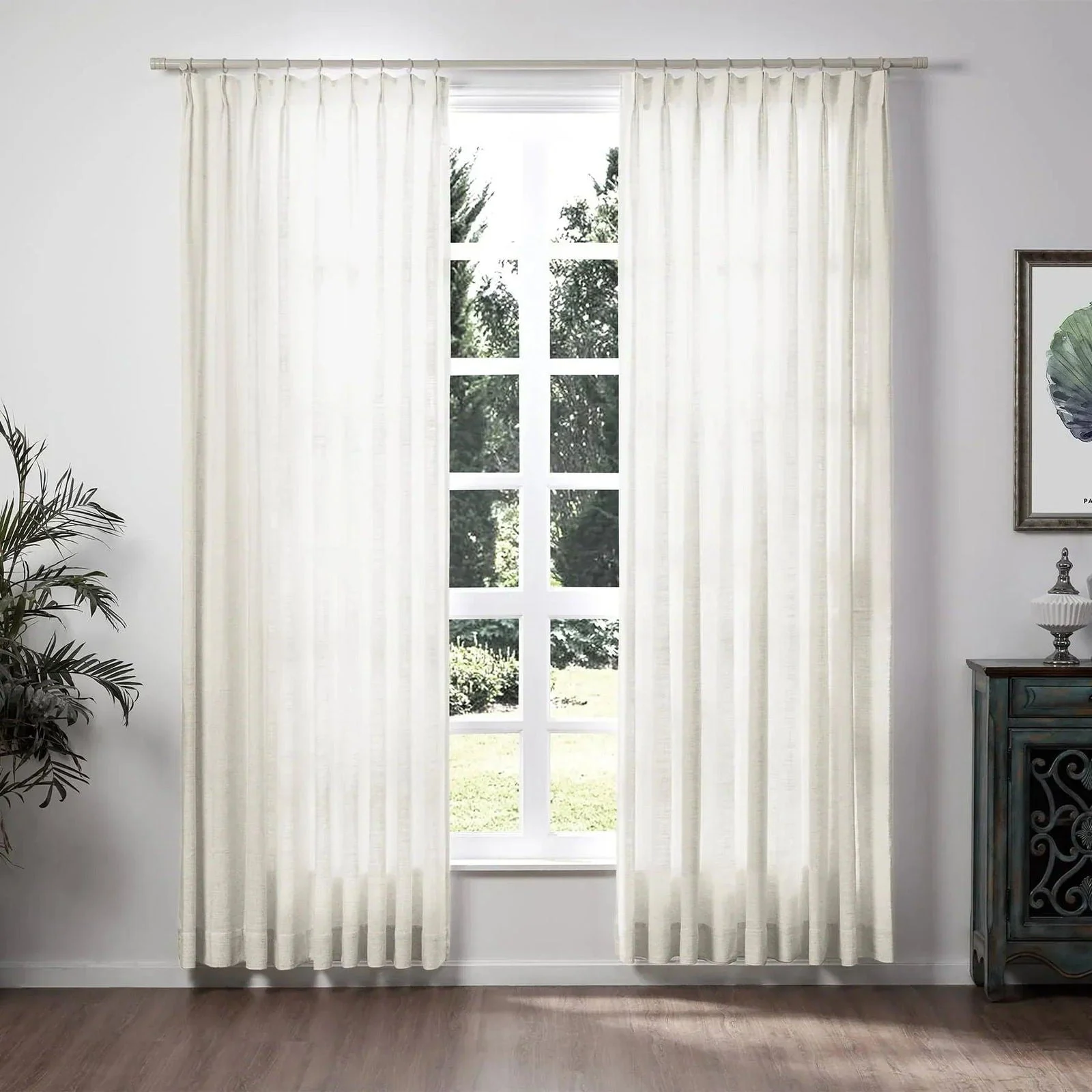 Loomy Linen Pleat Modern Sheer Curtain Large Windows, 4 Colors -  - #tag1#