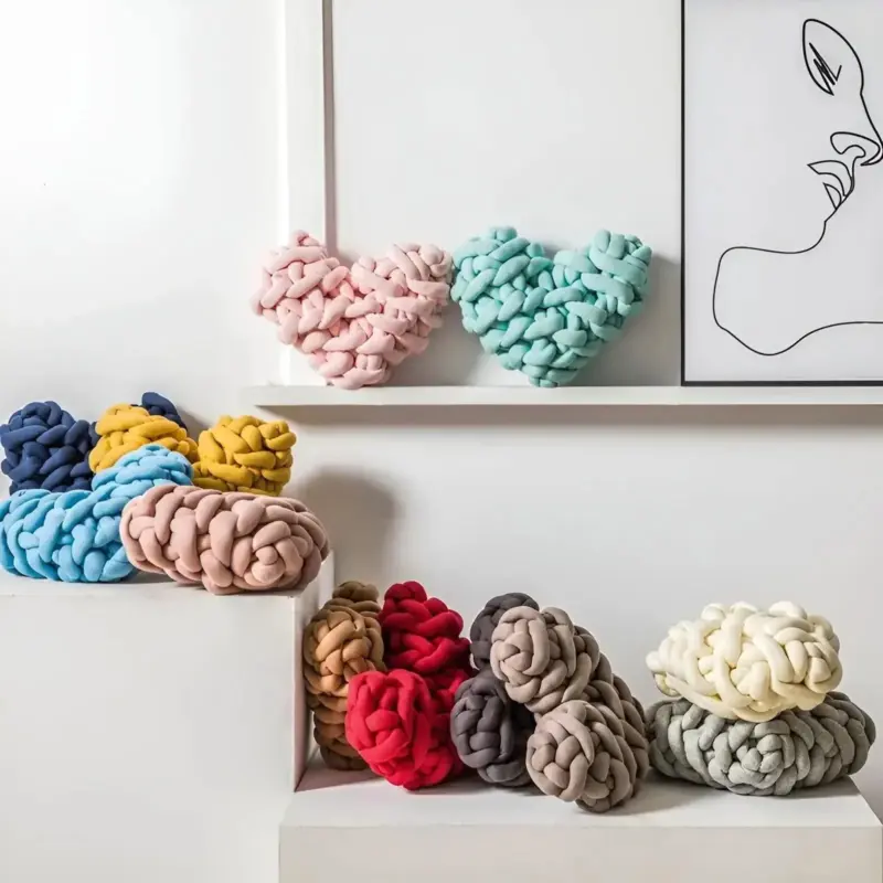 Love Pillow CozyHeart Chunky Knitted Warm Cozy tag1