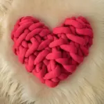 Love Pillow CozyHeart Chunky Knitted Warm Cozy tag1