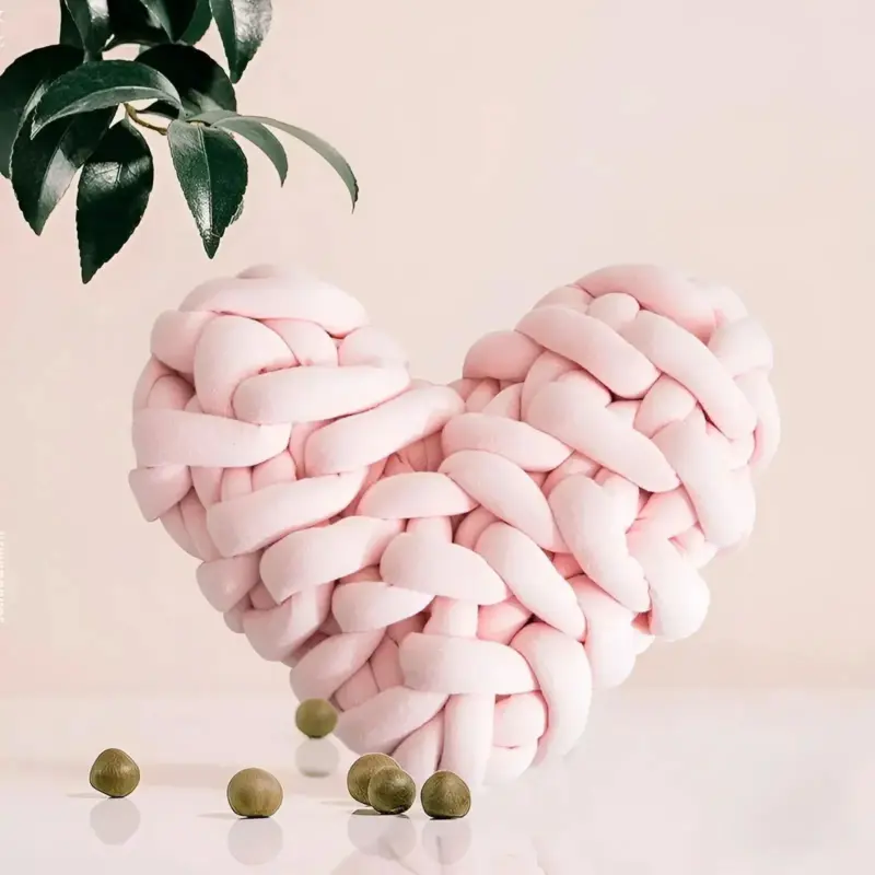 Love Pillow CozyHeart Chunky Knitted Warm Cozy tag1