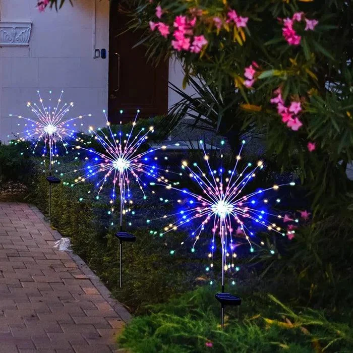Low Voltage Solar Powered Integrated Led Pathway Light Waterproof Outdoor Garden Firework Lights 4