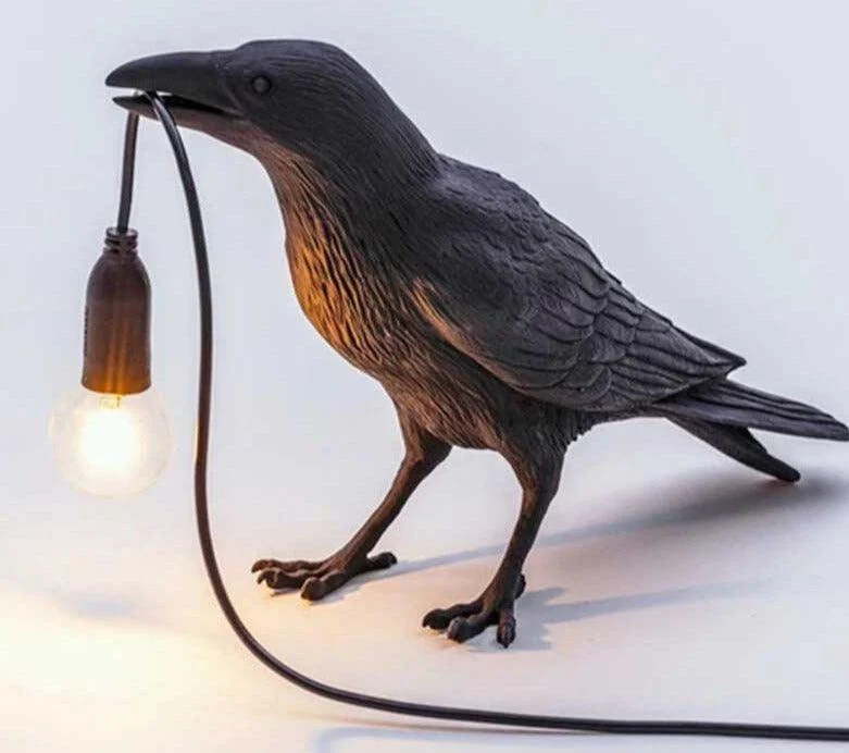 Lucky Black Crow Raven Bird Lamp Night Light -