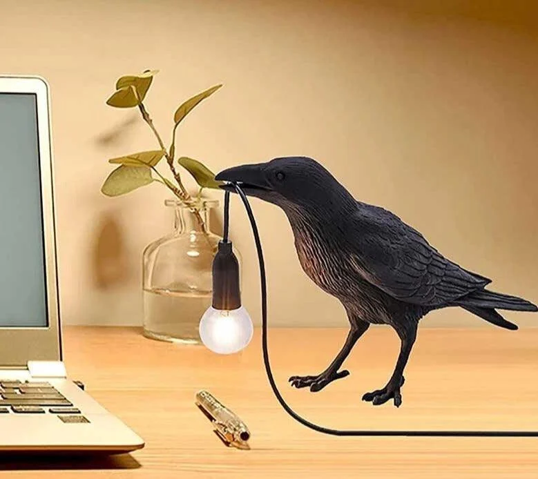 Lucky Black Crow Raven Bird Lamp Night Light -