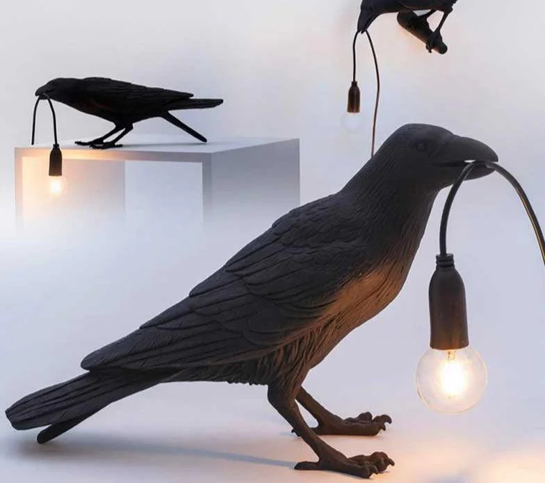 Lucky Black Crow Raven Bird Lamp Night Light -