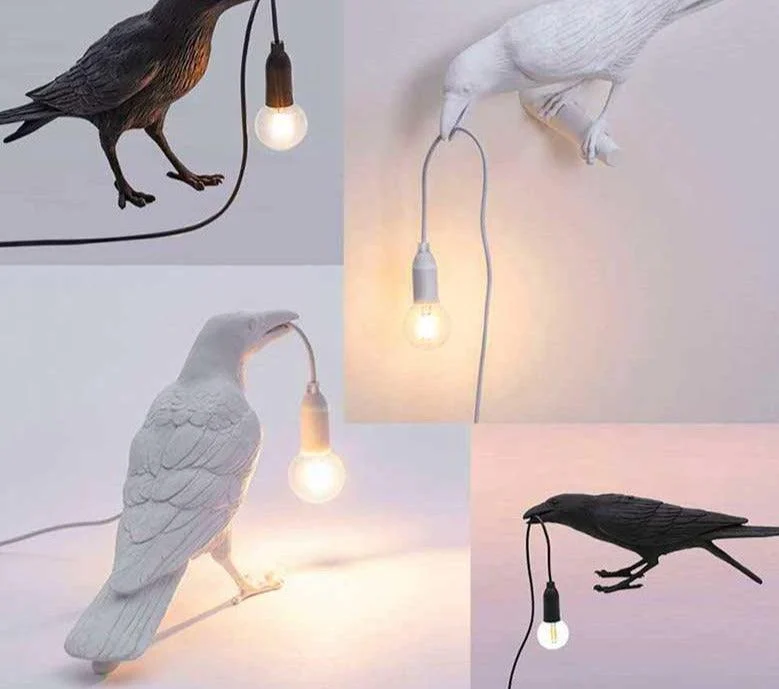 Lucky Black Crow Raven Bird Lamp Night Light -